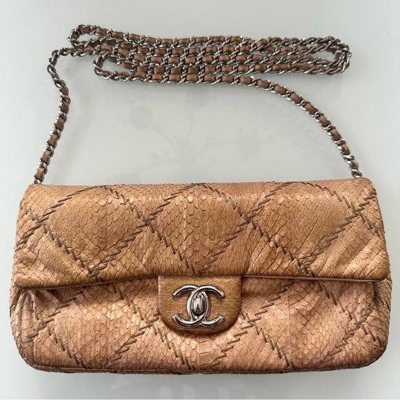 CHANEL Handbags - Chanel Ultimate Stitch Flap Snakeskin Crossbody Bag